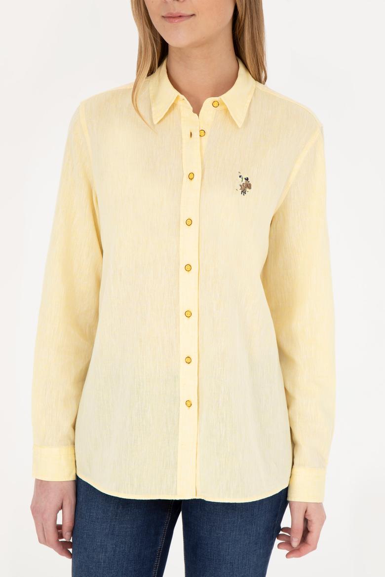 Kadın Sarı Uzun Kollu Basic Gömlek - 50283991015