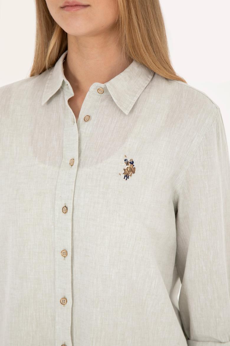 Kadın Açık Haki Uzun Kollu Basic Gömlek - 50283991027