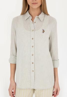 Kadın Açık Haki Uzun Kollu Basic Gömlek - 50283991027