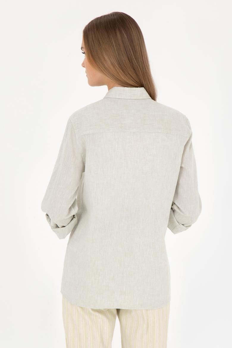 Kadın Açık Haki Uzun Kollu Basic Gömlek - 50283991027