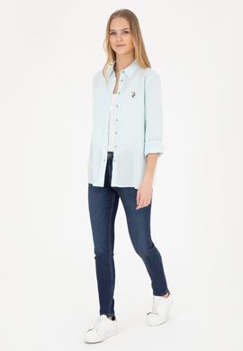 Kadın Su Yeşili Uzun Kollu Basic Gömlek - 50283991057