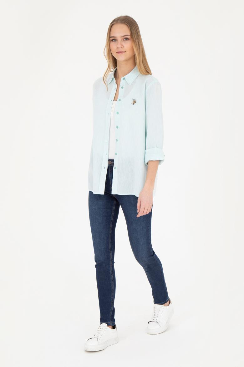 Kadın Su Yeşili Uzun Kollu Basic Gömlek - 50283991057