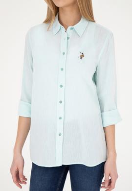 Kadın Su Yeşili Uzun Kollu Basic Gömlek - 50283991057