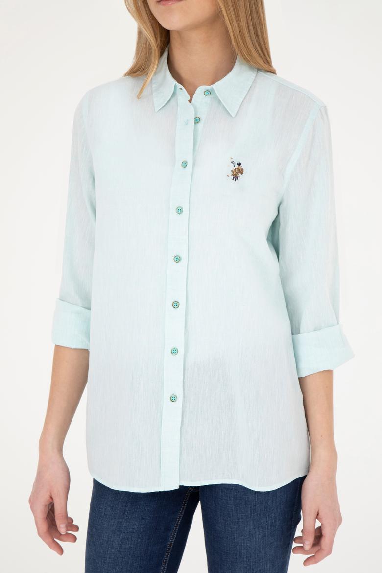 Kadın Su Yeşili Uzun Kollu Basic Gömlek - 50283991057