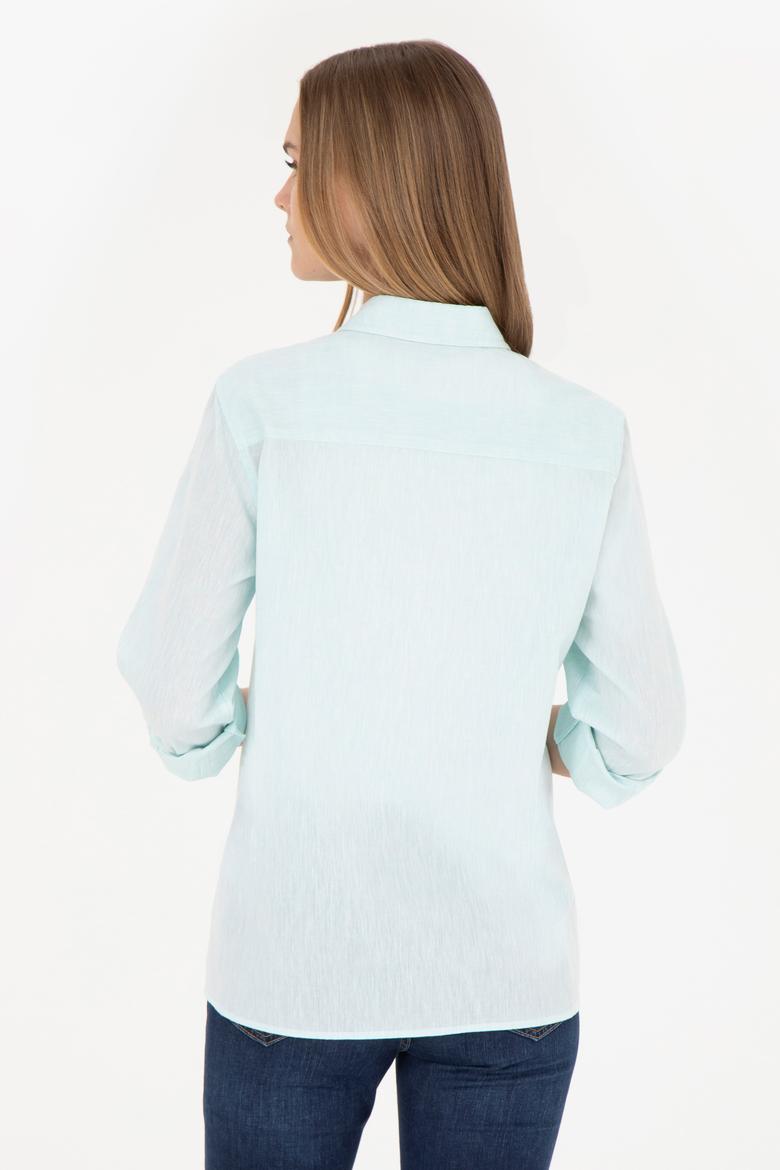 Kadın Su Yeşili Uzun Kollu Basic Gömlek - 50283991057
