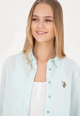 Kadın Su Yeşili Uzun Kollu Basic Gömlek - 50283991057