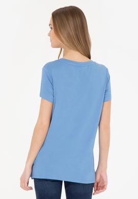 Kadın Koyu Mavi V Yaka Basic Tişört - 50280019115