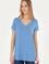 Kadın Koyu Mavi V Yaka Basic Tişört