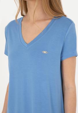 Kadın Koyu Mavi V Yaka Basic Tişört - 50280019115