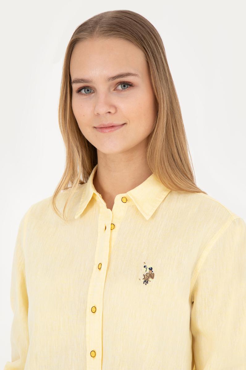 Kadın Sarı Uzun Kollu Basic Gömlek