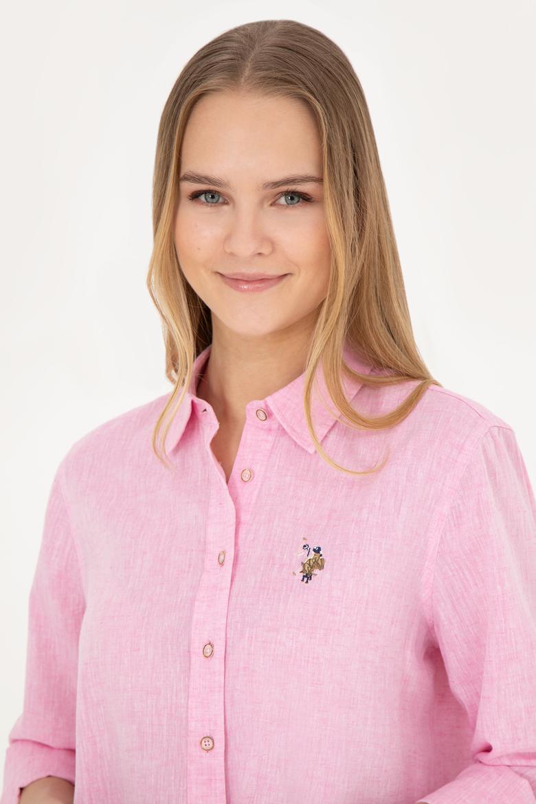 Kadın Pembe Uzun Kollu Basic Gömlek - 50283991069