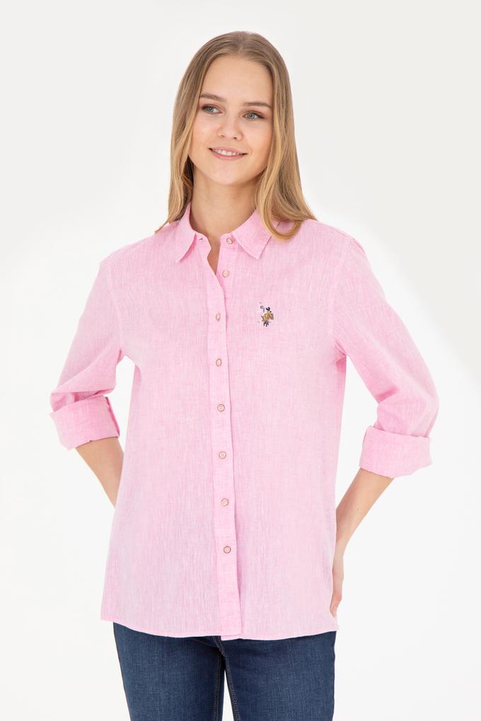 Kadın Pembe Uzun Kollu Basic Gömlek