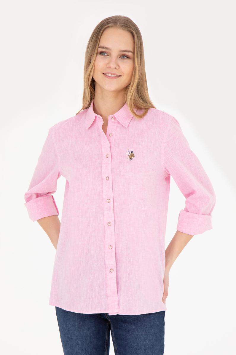 Kadın Pembe Uzun Kollu Basic Gömlek