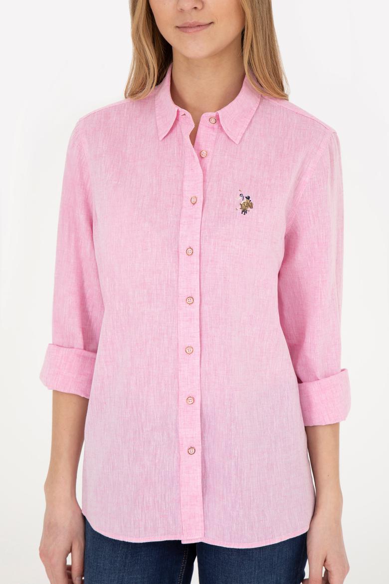 Kadın Pembe Uzun Kollu Basic Gömlek - 50283991069