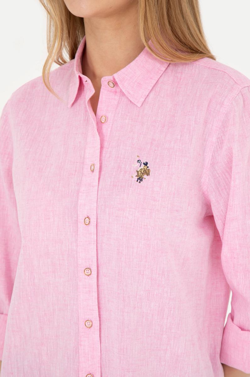 Kadın Pembe Uzun Kollu Basic Gömlek