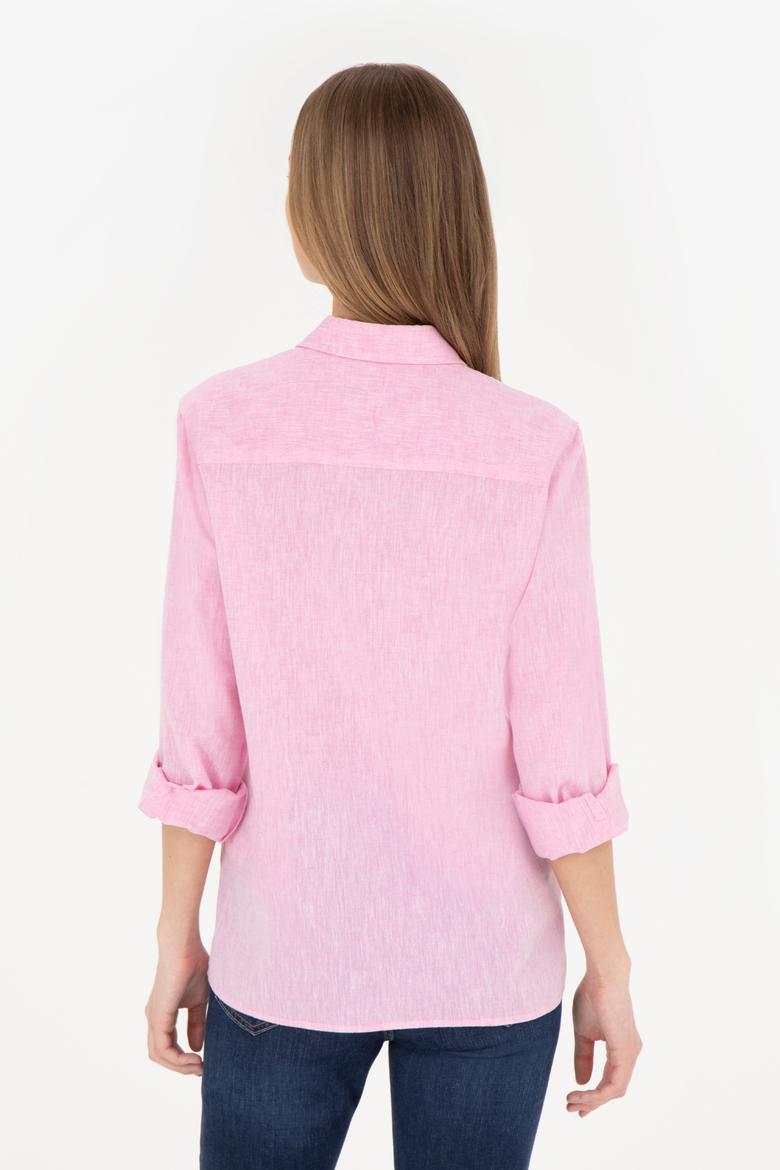 Kadın Pembe Uzun Kollu Basic Gömlek - 50283991069