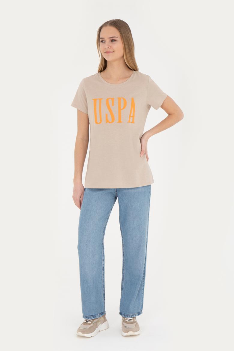 Kadın Açık Haki Bisiklet Yaka  Tişört - 50285843067