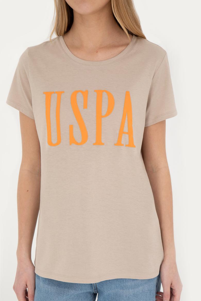 Kadın Açık Haki Bisiklet Yaka  Tişört - 50285843067