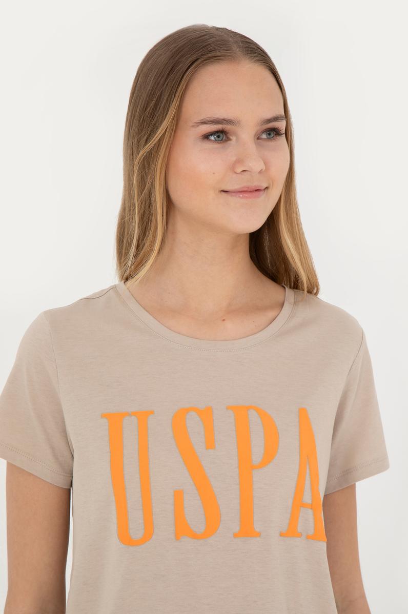 Kadın Açık Haki Bisiklet Yaka  Tişört