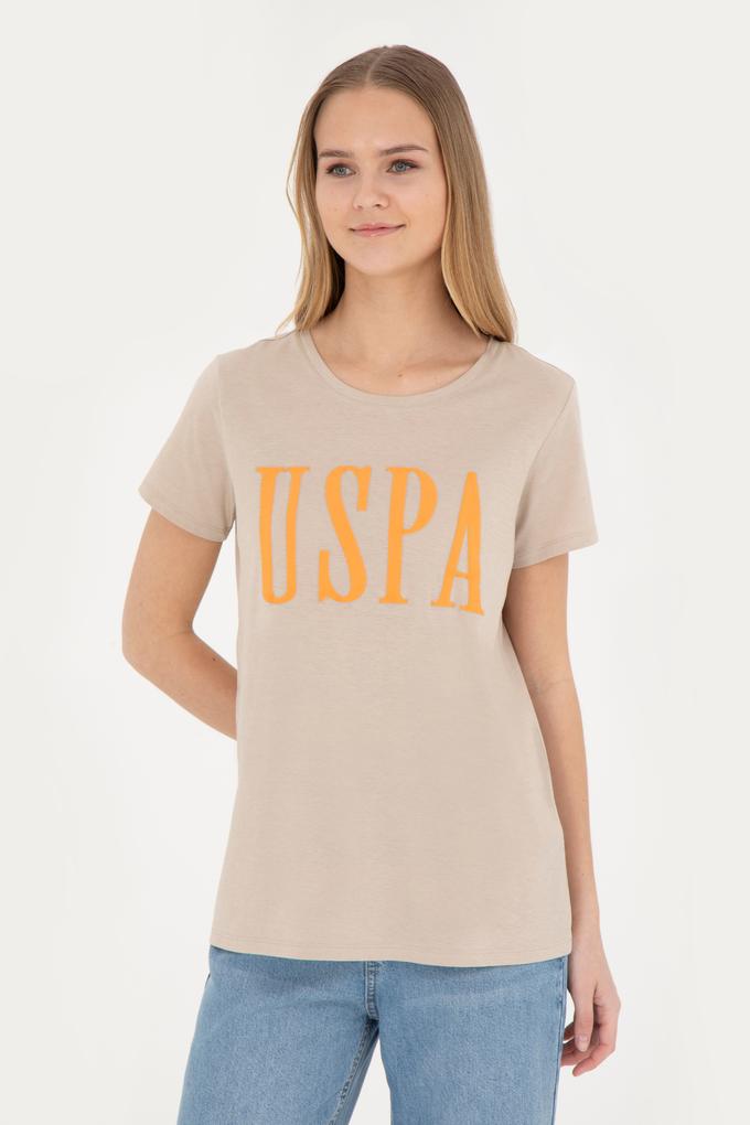 Kadın Açık Haki Bisiklet Yaka  Tişört