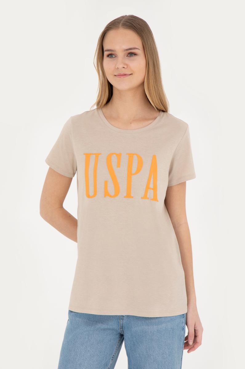 Kadın Açık Haki Bisiklet Yaka  Tişört