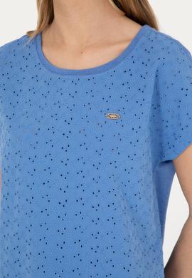 Kadın Koyu Mavi Bisiklet Yaka Tişört - 50281803003