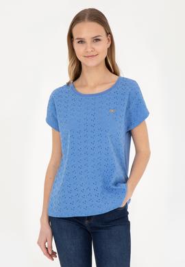 Kadın Koyu Mavi Bisiklet Yaka Tişört - 50281803003