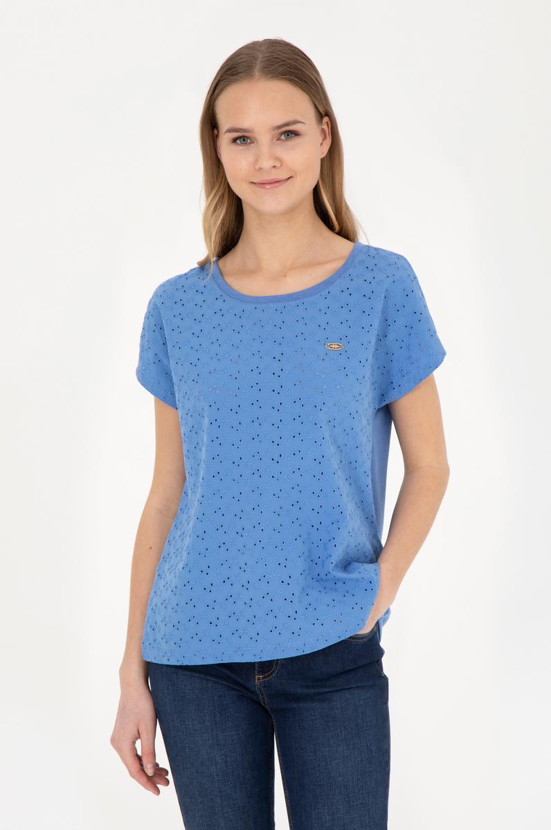 Kadın Koyu Mavi Bisiklet Yaka Tişört