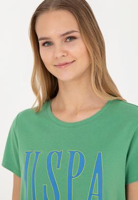 Kadın Yeşil Bisiklet Yaka Tişört - 50285843104