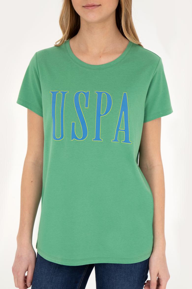 Kadın Yeşil Bisiklet Yaka Tişört - 50285843104