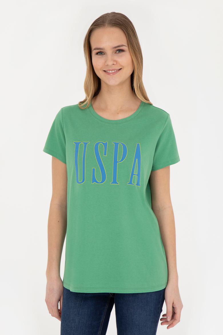 Kadın Yeşil Bisiklet Yaka Tişört