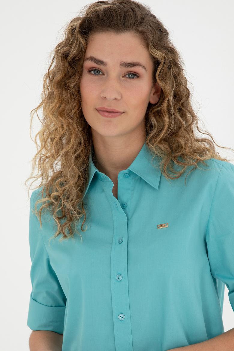 Kadın Mint Uzun Kollu Gömlek - 50289122018