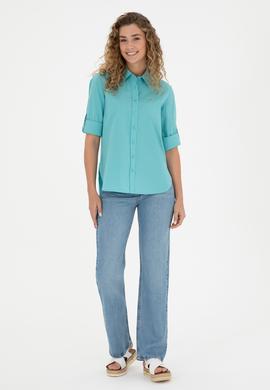 Kadın Mint Uzun Kollu Gömlek - 50289122018