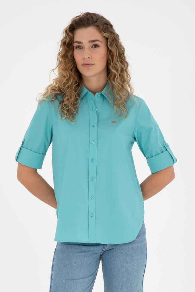 Kadın Mint Uzun Kollu Gömlek
