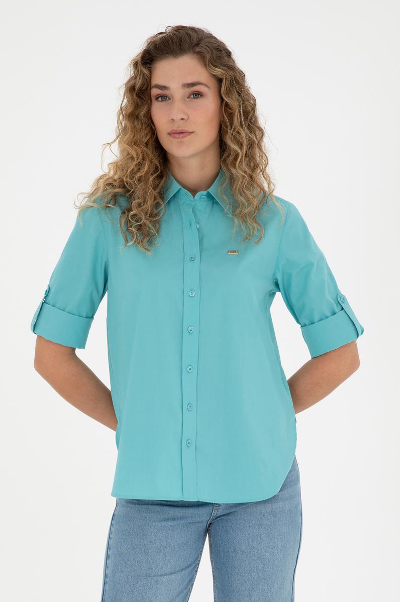 Kadın Mint Uzun Kollu Gömlek