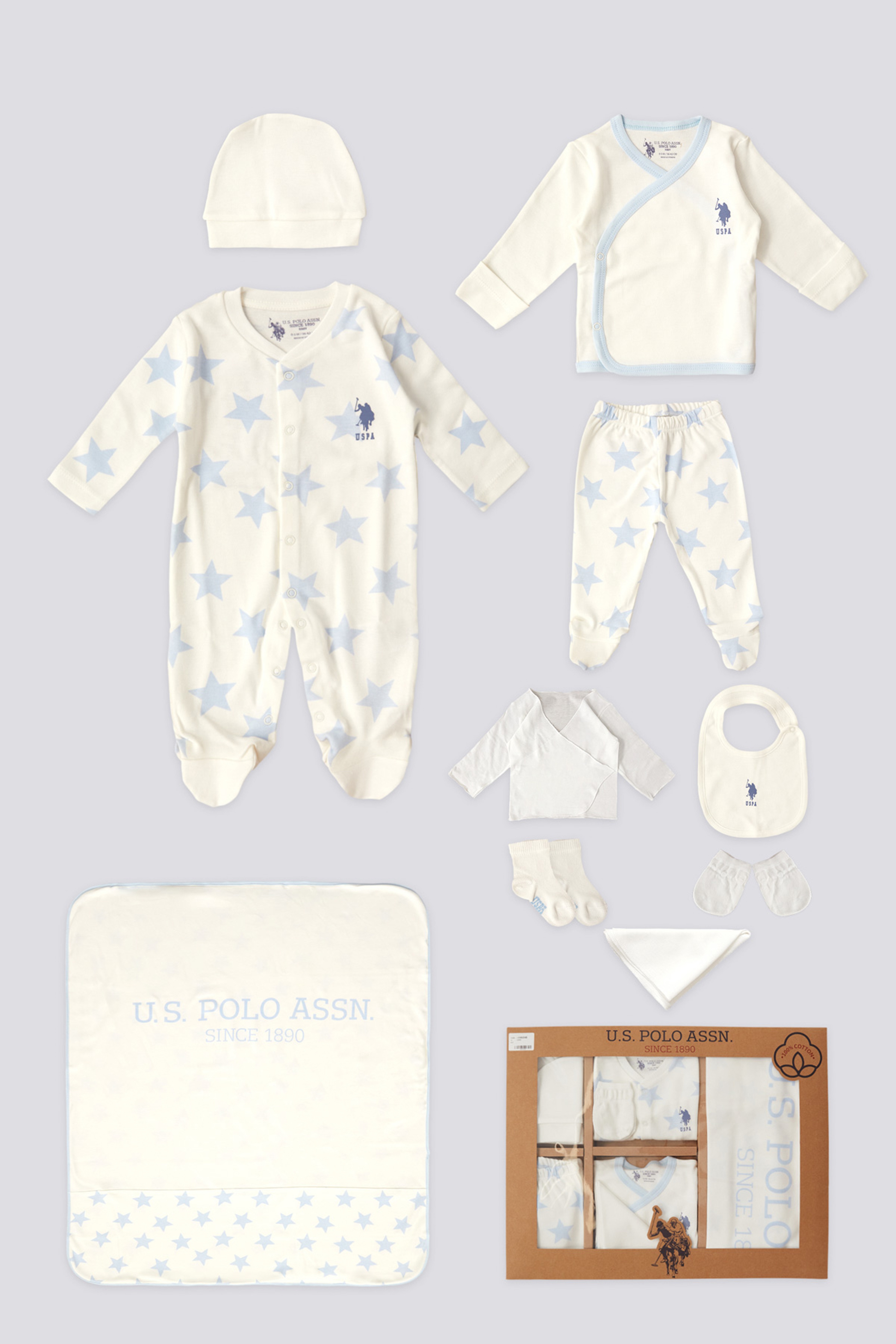 Erkek Bebek Krem Hastane Çıkışı 10'lu Set