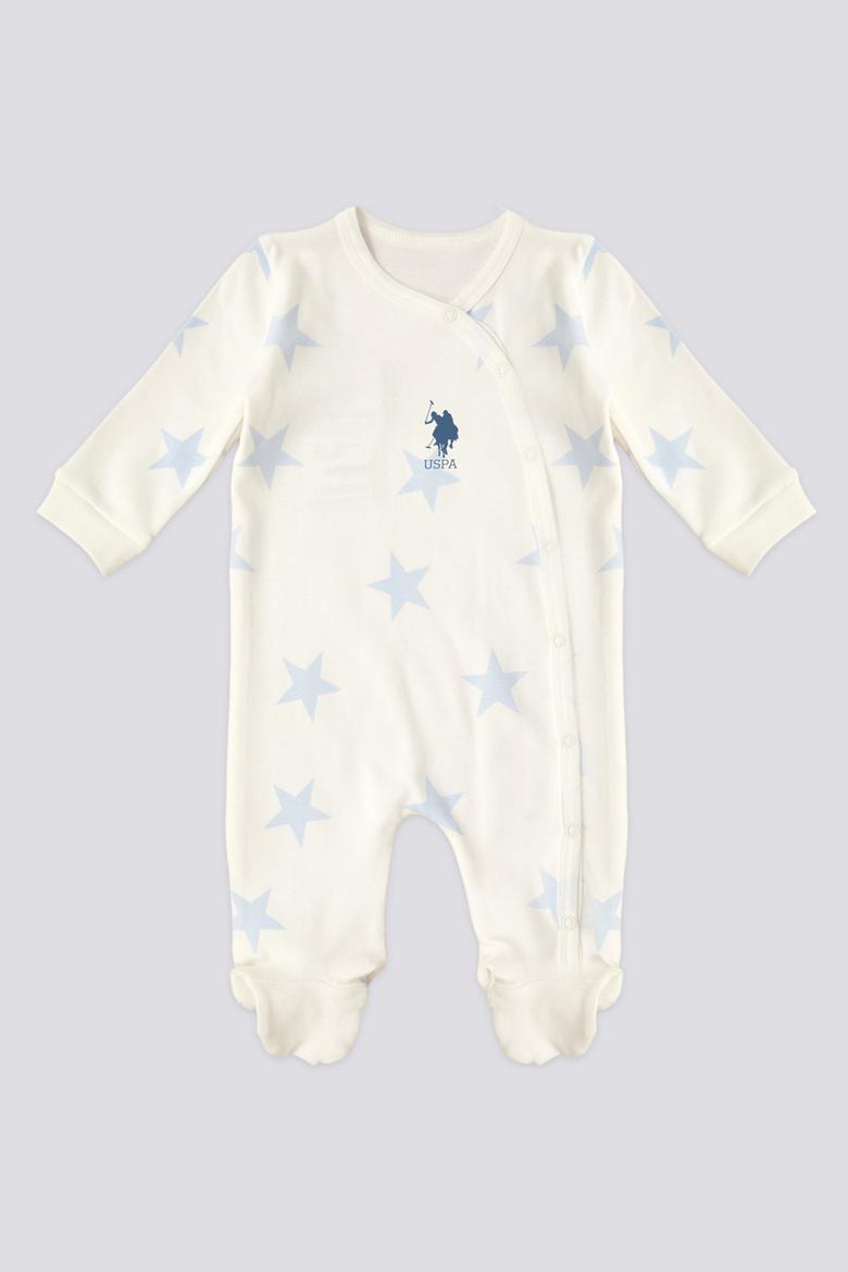 Erkek Bebek Patikli Baskılı Tulum