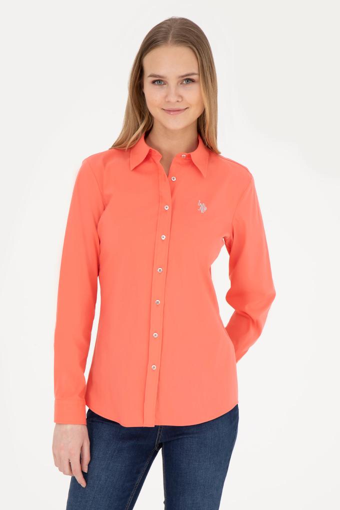 Kadın Nar Çiçeği Uzun Kollu Basic Gömlek