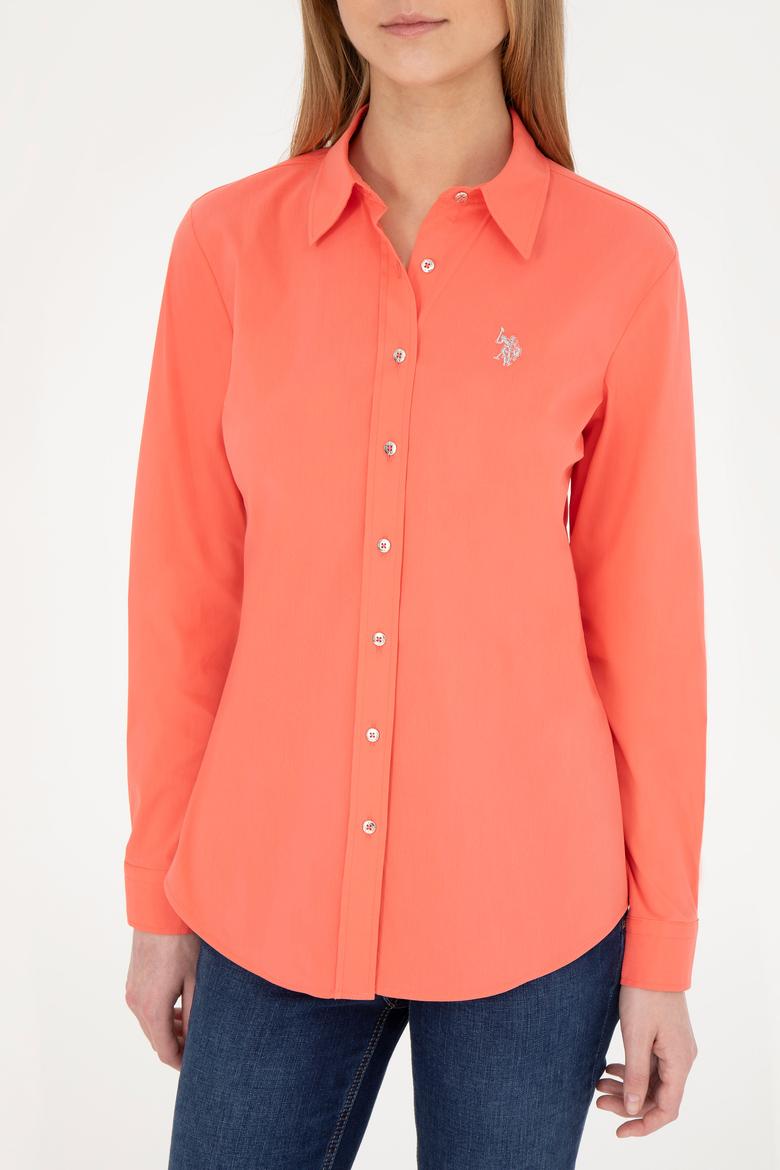 Kadın Nar Çiçeği Uzun Kollu Basic Gömlek - 50283990043