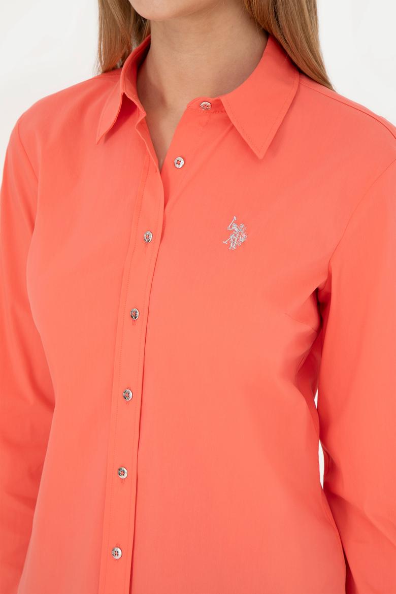 Kadın Nar Çiçeği Uzun Kollu Basic Gömlek - 50283990043