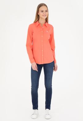 Kadın Nar Çiçeği Uzun Kollu Basic Gömlek - 50283990043