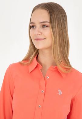 Kadın Nar Çiçeği Uzun Kollu Basic Gömlek - 50283990043