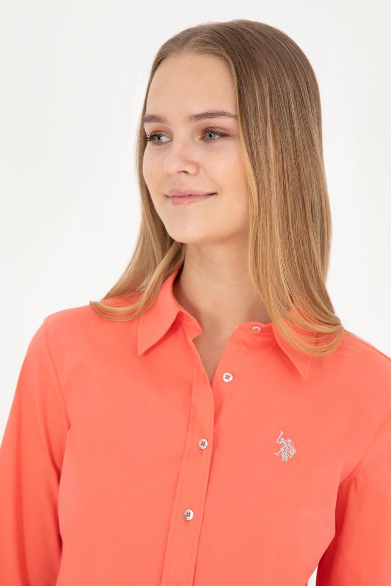 Kadın Nar Çiçeği Uzun Kollu Basic Gömlek - 50283990043