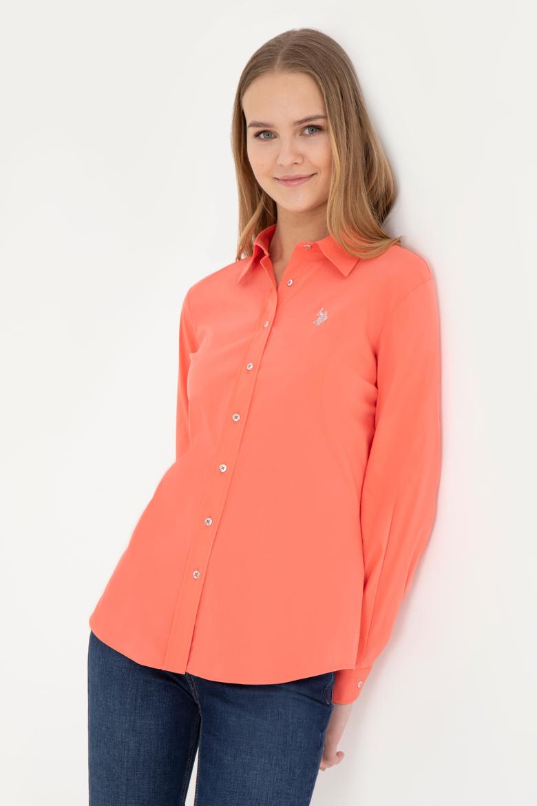 Kadın Nar Çiçeği Uzun Kollu Basic Gömlek - 50283990043