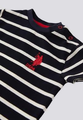 Erkek Bebek Çizgili Kırmızı Şortlu 2'li Takım - 50302000001
