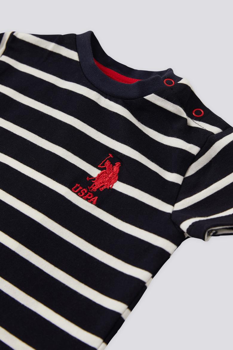 Erkek Bebek Çizgili Kırmızı Şortlu 2'li Takım - 50302000001