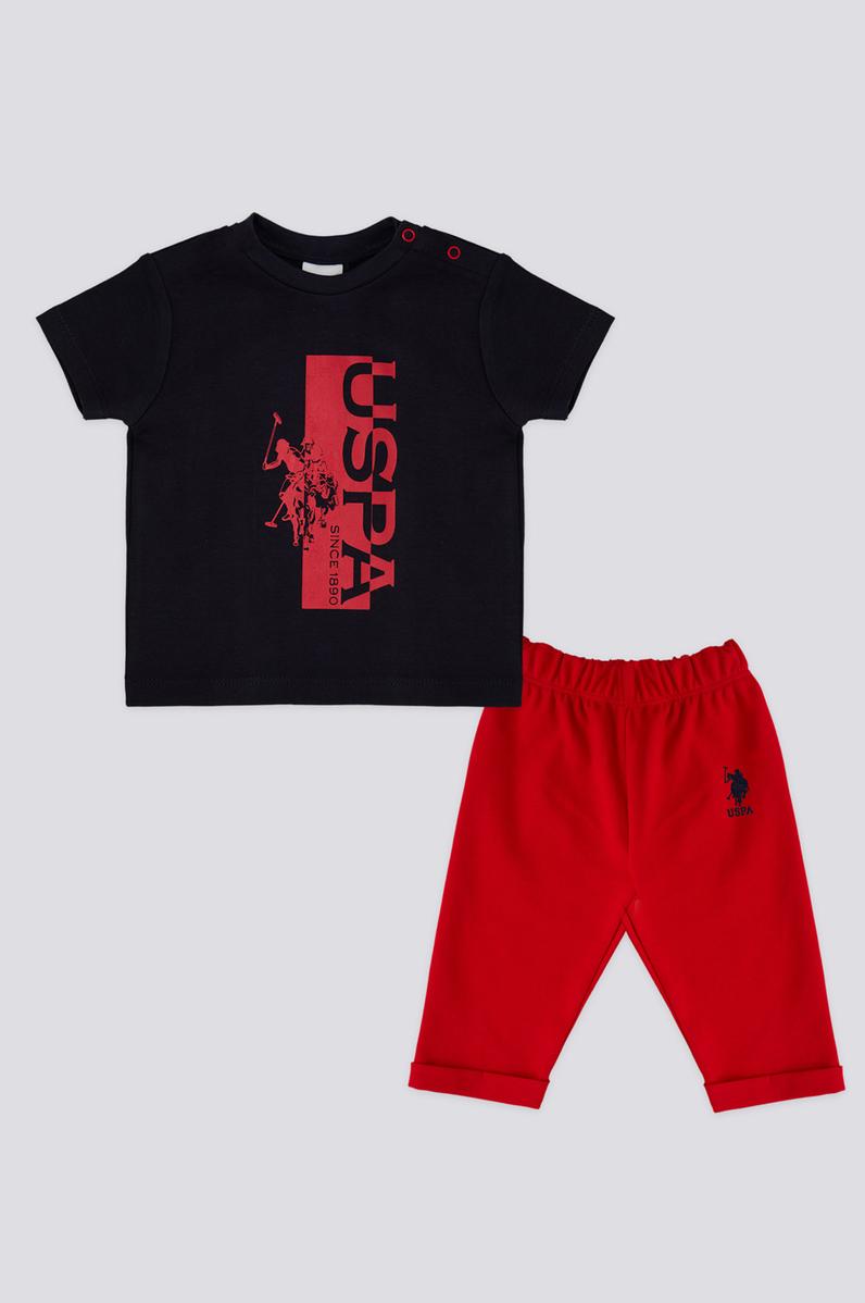 Erkek Bebek 2'li Kısa Kol Lacivert Tişört Takım