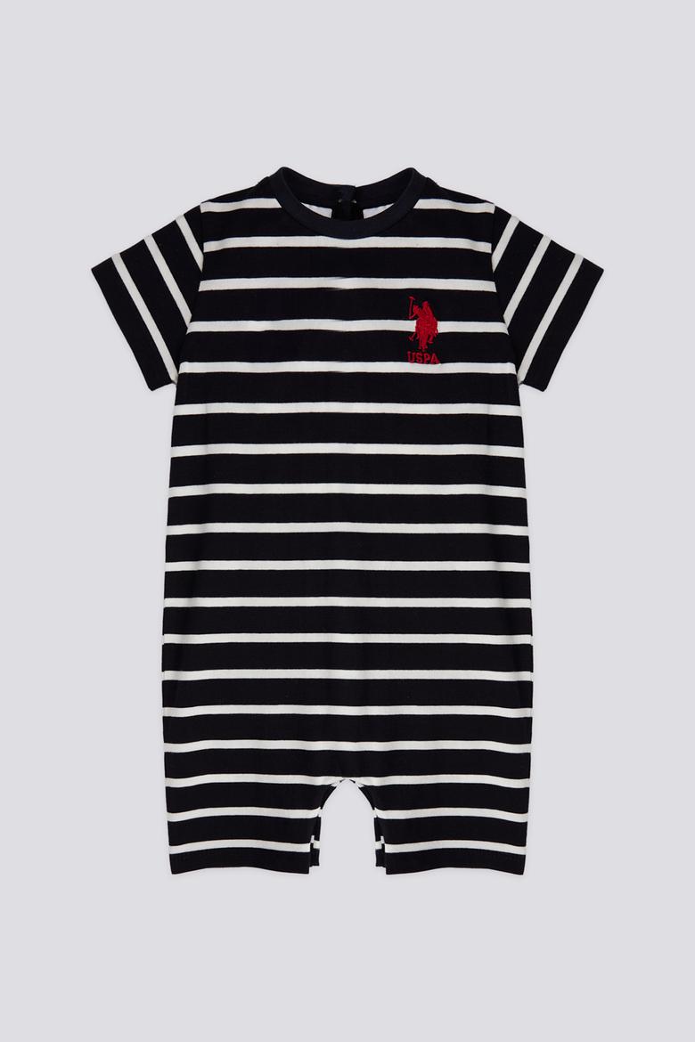 Erkek Bebek Siyah Beyaz Çizgili Tulum