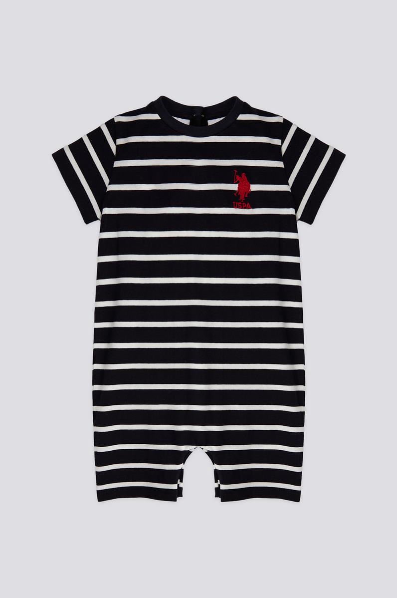 Erkek Bebek Siyah Beyaz Çizgili Tulum
