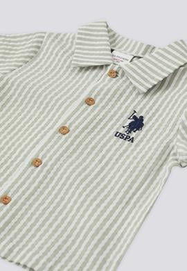 Erkek Bebek Düğmeli Haki Şortlu Takım - 50303394004